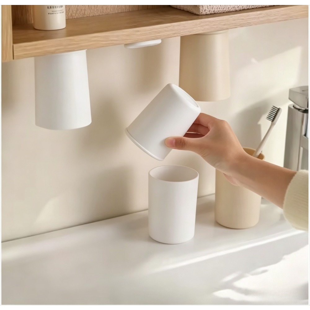 Home Theater Bathroom - حامل مغناطيسي مقلوب لكوب غسول الفم،