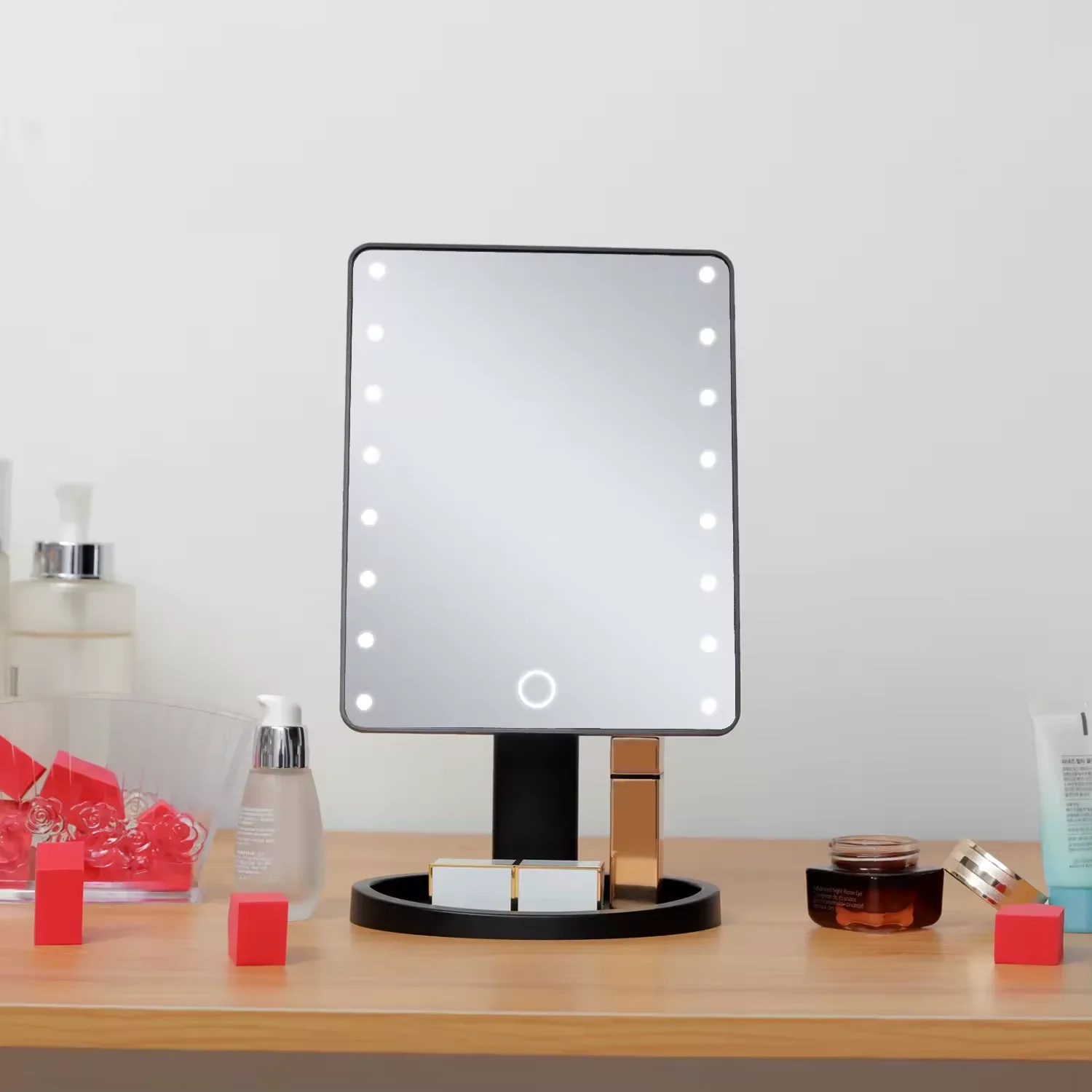 مرآة مكياج مربعة الشكل مضاءة م - مراجعة Home Theater Bathroom وسعره